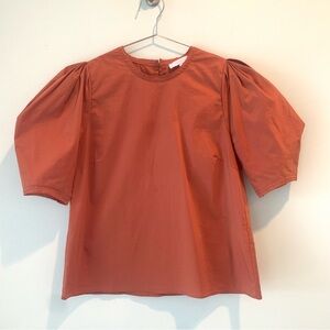 NWOT New Olivaceous Rust Orange Puff Sleeve Stretch Top Small S